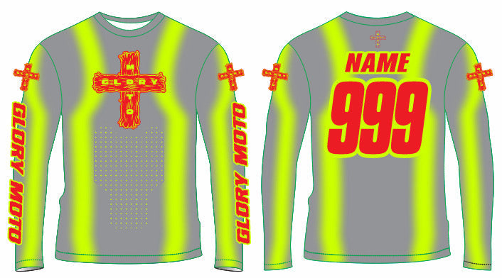 Custom GMX Verve Pro Jersey Grey/Chartreuse/Red
